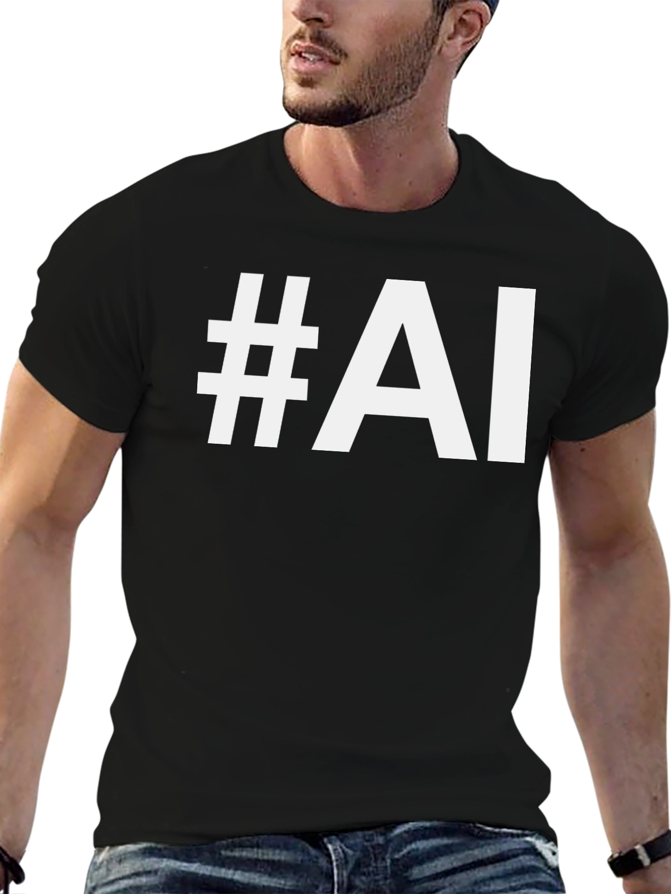 #AI Black T-Shirt - Tech Enthusiast Style