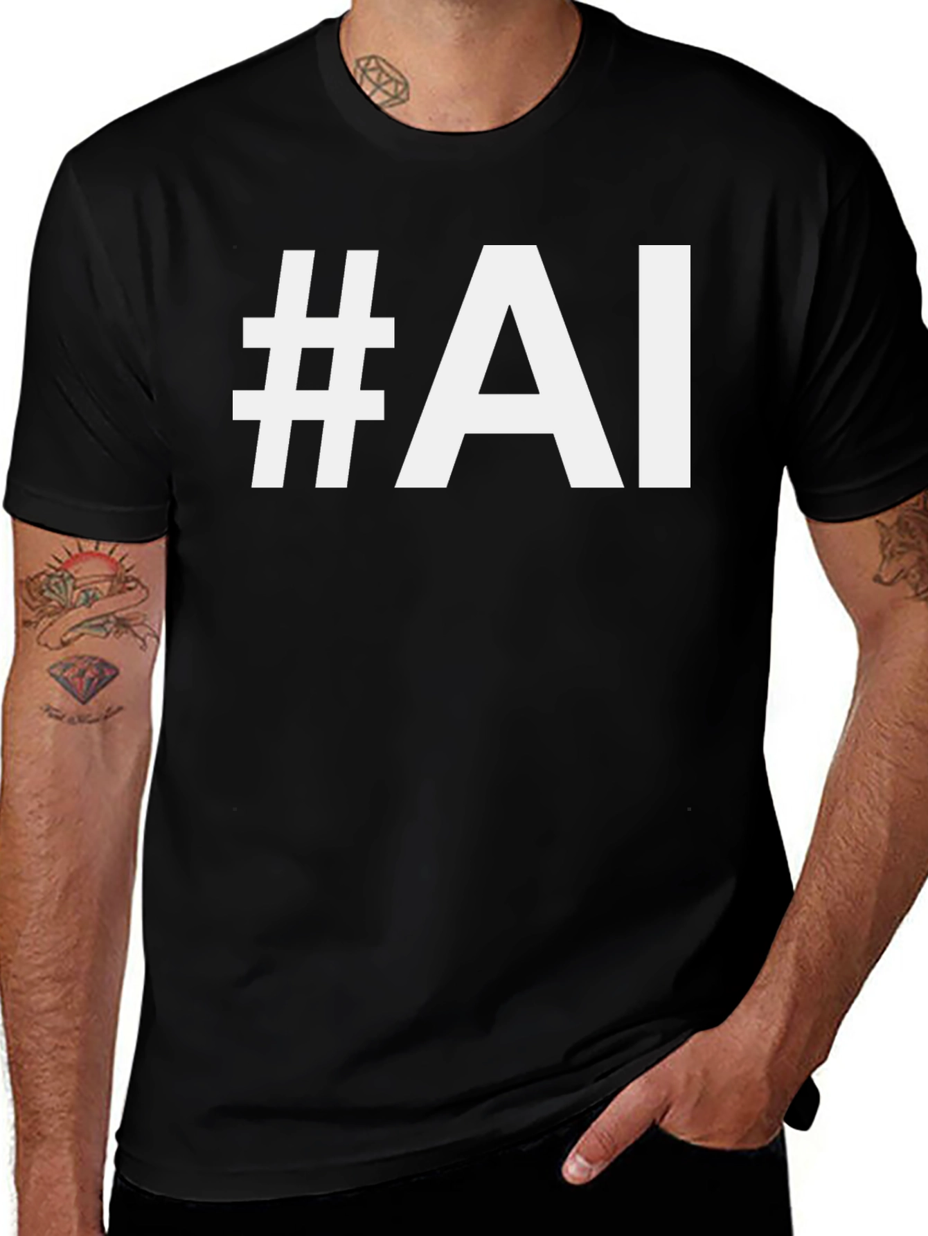 #AI Black T-Shirt - Tech Enthusiast Style